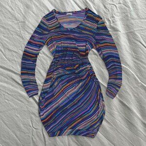 Retro Vintage Multicolor Striped Long Sleeve Dress